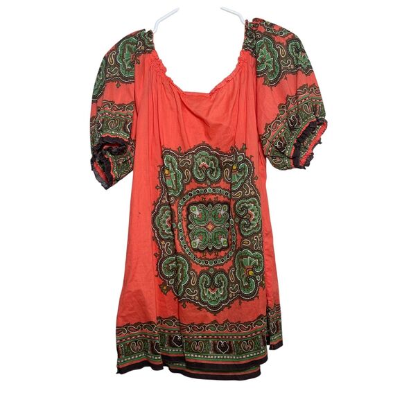 Dressbarn Blouse Women's 2X Puff Sleeve Boho Printed Lightweight Tie Shirt Top - Picture 6 of 11